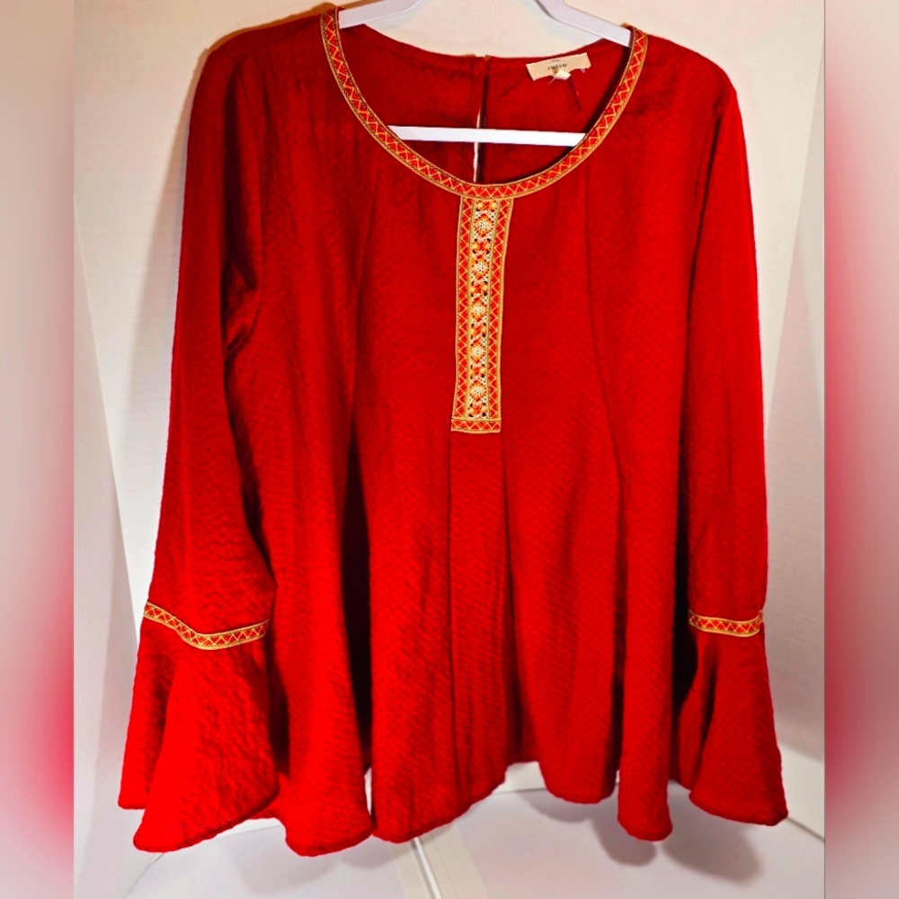 Entro Peasant Renaissance Colorful Blouse Large Gold Detail